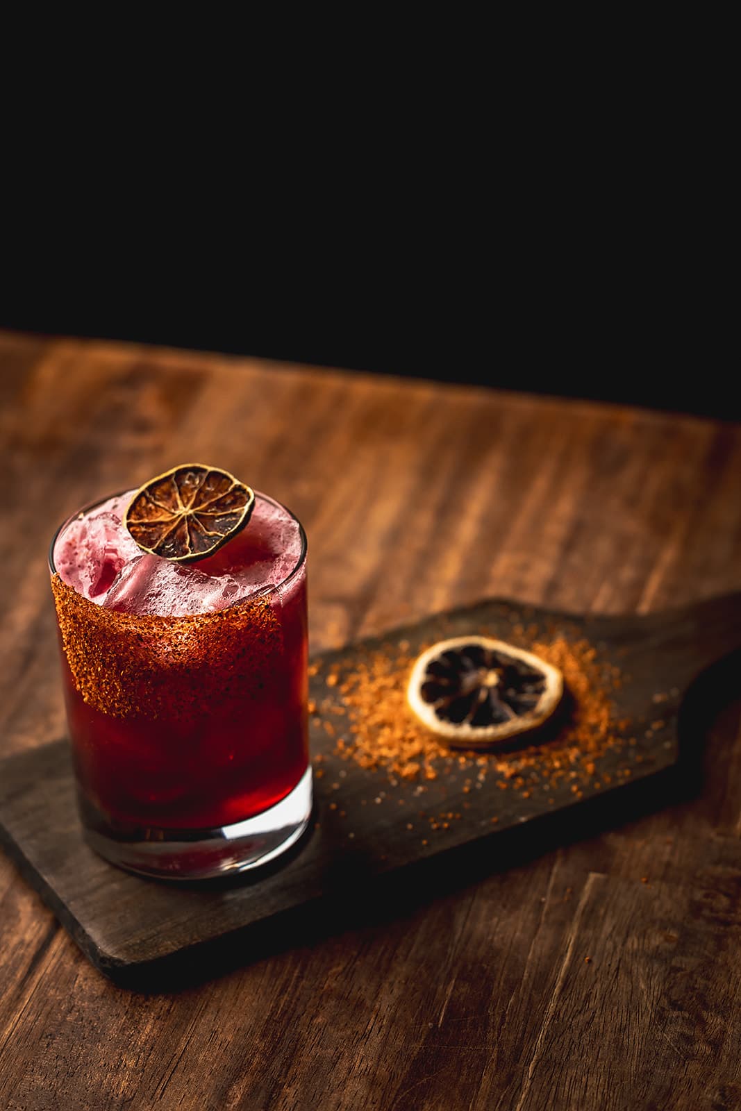 La Selva cocktail with a sugared rim