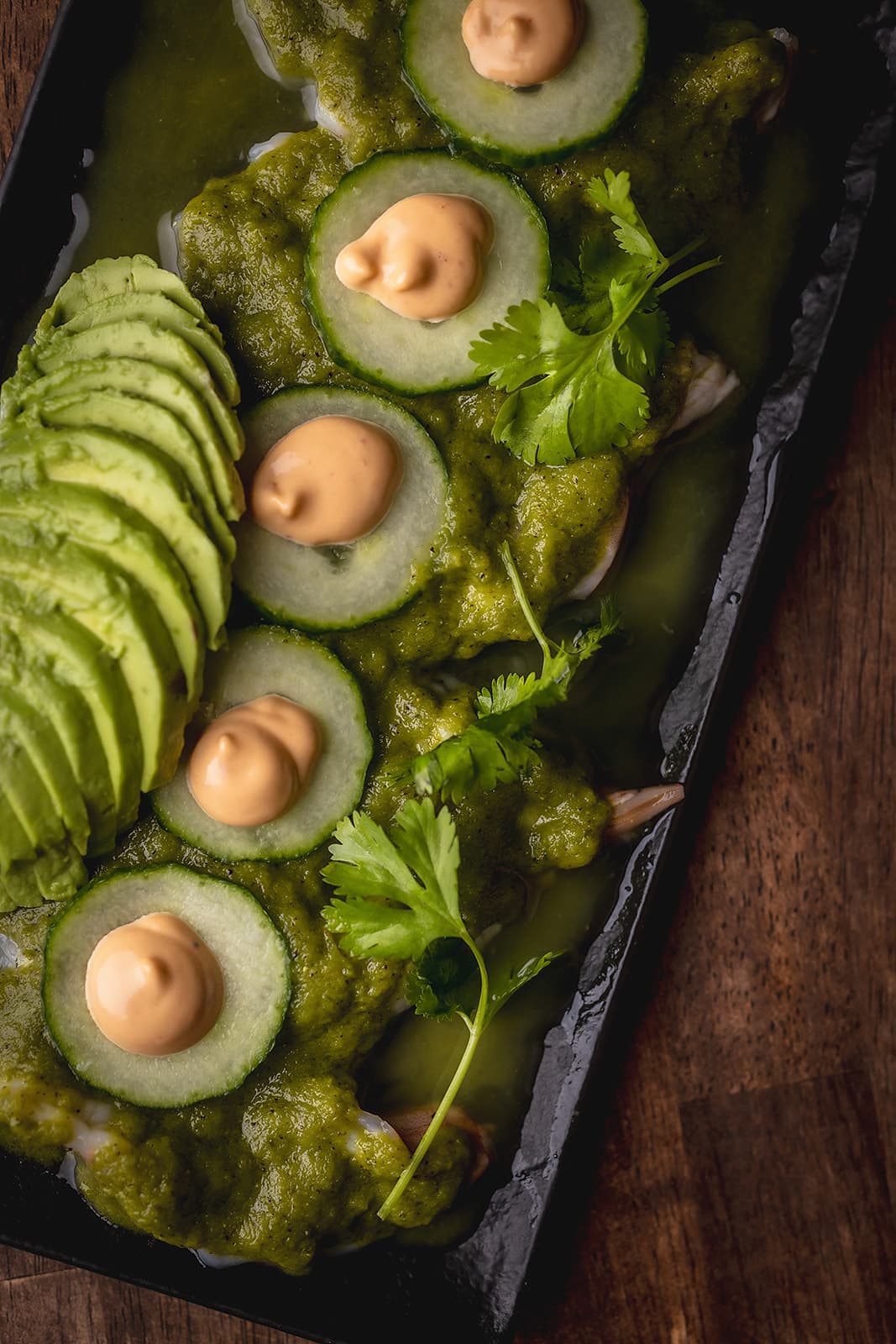 Shrimp aguachile with avocado and cucumber