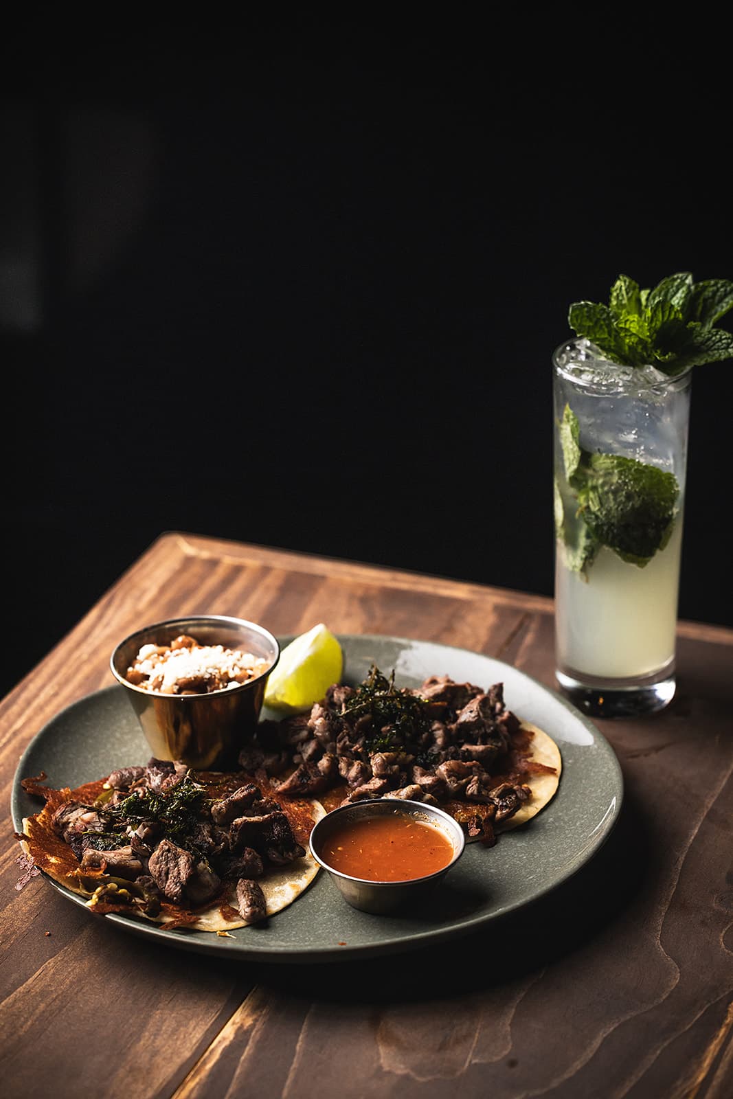 Sonora steak tacos with a fresh citrus cocktail